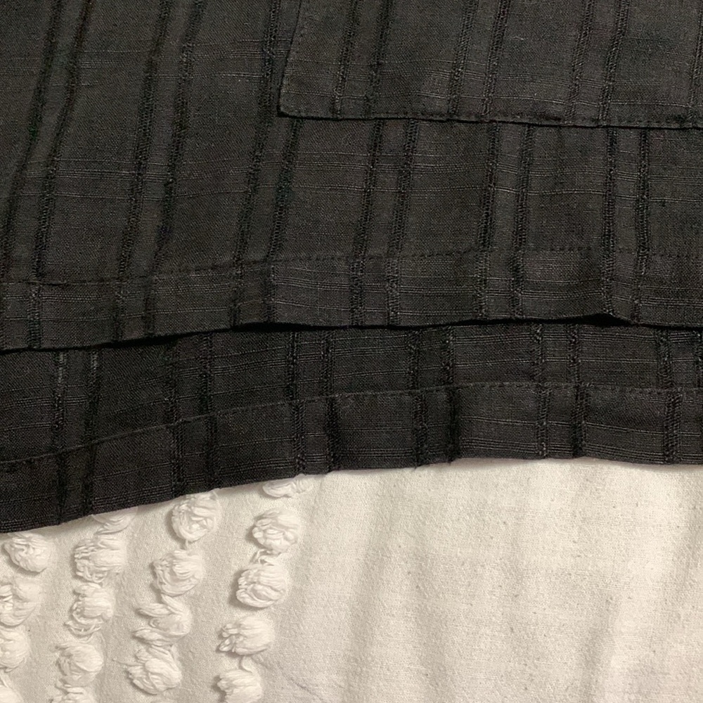 La FIXSUN Women’s 100% Linen Hi-Low Textured Boxy Black Button-Up Shirt USA XL - Picture 15 of 16
